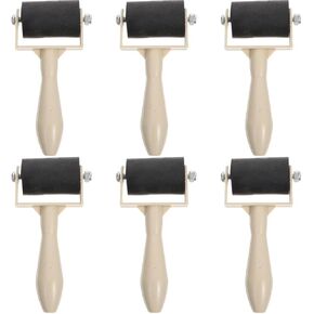 Roller Paint Brush 6 Pcs Printmaking Brayer Rubber Brayer Roller Paint Brush Ink Applicator Art Craft Oil Painting Tool for Printmaking Stamping Gluing Stamping Roller