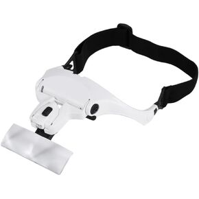 Head Mount Magnifier, Headset Magnifier with LED Lights Hands Headband Magnifying Glass for Close Work Electronics Eyelash Crafts Jewelry Circuit Watch Repair, 5 Lenses 1.0X 1.5X