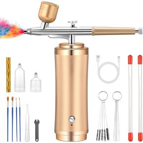 Gocheer Airbrush Kit with Compressor - 48PSI Rechargeable Cordless Non-Clogging Air Brush Set with 0.2/0.3/0.5mm Nozzles for Nail Art,Makeup,Cake Decoration,Model Painting,Barber etc.