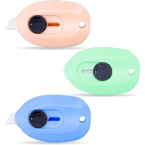 Sonuimy Mini Ceramic Box Cutter with Magnetic, Safety Retractable Cute Small Box Opener Ceramic Blade, Keychain Package Opener Tool for Car Office Work Cardboard -3pcs(Pink White Purple)