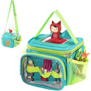 Hautton Carrying Case for Toniebox, Portable Storage Travel Bag for Tonies Figures Charging Station with Shoulder Strap Handle and Toniebox Ears Cover -Red