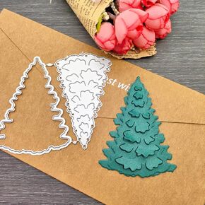 Christmas Tree Metal Die Cuts,Christmas Card Dies Metal Tree Cut Stencils Pine Tree Cutting Dies Merry Christmas Tree Dies for Scrapbook Embossing Album Paper Card Craft Festival Decor (Tree C)