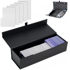 Magnetic Toploaders Storage Box, Modern Trading Card Storage Box With 5PCS Dividers, Fits 1000+ Cards or 200 Toploaders (14 * 4.6 * 3.5) inch
