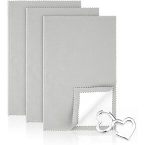 3 Pcs Silver Polishing Cloth, Large 10" X 12.5" Jewelry Cleaner Cloth, Soft Jewelry Polishing Cloth, Four-Layer Double-Sided Silver Cleaning Cloth for Gold, Silver, Diamond, Platinum Jewelry