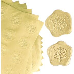 240pcs Christmas Envelope Seals Stickers Gold Embossed Snowflake Stickers for Cards Wax Seal Like Stickers for Sealing Envelopes Holiday Card Gift Wrap Self Adhesive