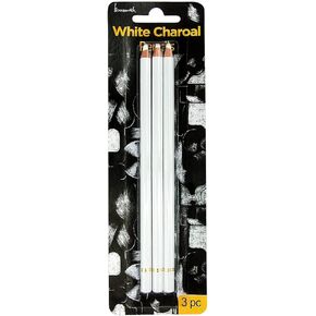 Professional White Charcoal Pencils Set - Brusarth 3 Pieces Sketch Highlight White Pencils for Drawing, Sketching, Shading, Blending, White Chalk Pencils for Beginners & Artists