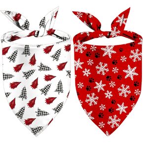 Christmas Dog Bandanas 2 Pack, Santa Claus Snowman Face Dog Scarfs for Boy and Girl, Pet Scarves for Xmas Holiday Bandanas Bulk for Small Medium Large Dogs (Santa Claus, One Size)