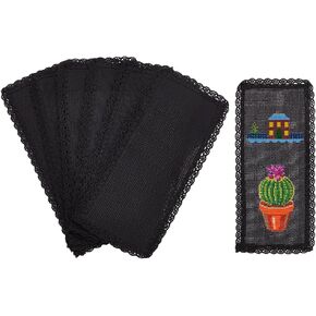 NBEADS 10 Pcs Cross Stitch Bookmark, Aida with Polyester Lace Cloth Bookmarks Cross Stitch Kits DIY Stamped Embroidery Bookmarks for Cross Stitch Making and Book Lovers