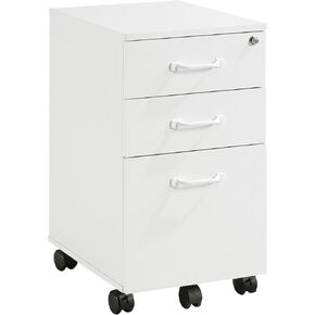 OSP Home Furnishings Prado 3 Drawer Mobile File Cart, White Finish