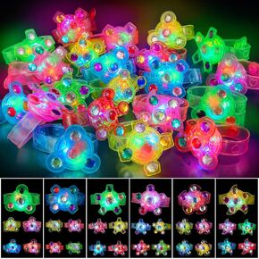 SHQDD 20 نظارات LED، 20 سوار فيدجيت سبينر LED، 100 عصا متوهجة، لوازم وهدايا حفلات متوهجة للبالغين/الأطفال، هدايا إرجاع للأطفال في حفلات أعياد الميلاد وحفلات الهالوين وعيد الميلاد ورأس السنة الجديدة