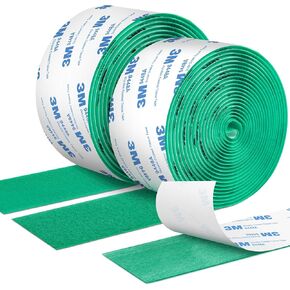 12Ft x 2 Inch Hook and Loop Tape, Heavy Duty Double-Sided Adhesive Strips, Strong Sticky Back Fastener Roll, Cuttable Interlocking Tape Fasteners for Home, Office, Car, School & DIY Crafts Black
