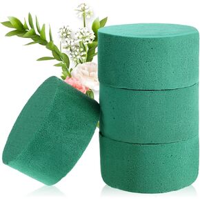 4Pcs Round Floral Foam Blocks, 3.15" Green Wet Dry Flower Foam Plant Foam, Foam Block Flower Arrangement Supplies, Florist Plant Foam for Artificial and Fresh Flower Arrangement