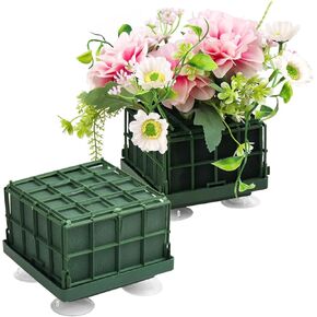 Krijues 8 Pcs Floral Foam Cage for Flowers for Christmas DIY Crafts, Square Flower Holder with Floral Foam for Fresh Flower Arrangement Decoration, Wedding, Interior and Garden 4.1 x 4.1 x 3.1 Inch