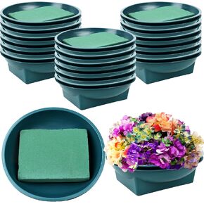 20 Pack Floral Foam Round Bowls DIY Flower Arrangement Kit Include 20 Round Bowl and 20 Foam Blocks for Table Party Wedding Birthday Flower Arrangements Decors