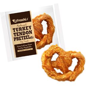 Afreschi Turkey Tendon for Dogs, Dog Treats for Signature Series, All Natural Human Grade Puppy Chew, Ingredient Sourced from USA, Hypoallergenic, Rawhide Alternative, 40 Units/Box Bone (Small)