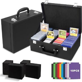 Toploaders Storage Box,Trading Card Storage Box for 3" x 4" 35PT Rigid Card with 4 Foam Stopper & 10 Colored Dividers for Trading Cards,Sports Cards,Top Loaders and Magnetic Card Holders