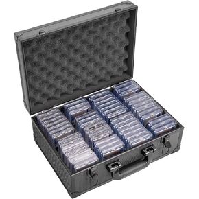 Toploader Storage Case with Key - 3“ x 4" 35pt Magnetic Card Holder Protective Case with Divider, Hard Cards for Trading Cards and Sports Hard Case, 15.1 x 10.6 x 5.9 Inches