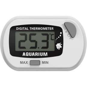 Stick-On Fish Tank Thermometer Reptile Thermometer Hygrometer Digital Thermometer Aquarium Thermometer Reptile Thermometer with MAX/MIN LCD Display Terrarium Water Temperature Test (White Gray)