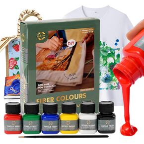 Xin Bowen Fabric Paint 6 Colors Soft Textile Paint in Bottles (30ml/1.01oz) Non Toxic Permanent Clothing Paint Set for T-Shirts Shoes Jeans Bags DIY Projects&Art