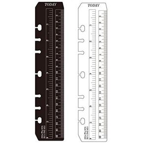 hwojjha 2Pcs Black/Clear Plastic Page Marker Pouch Pagefinder Measuring Today Ruler for A5 Size 6-Hole Binder Notebook (A5, Black + Clear)
