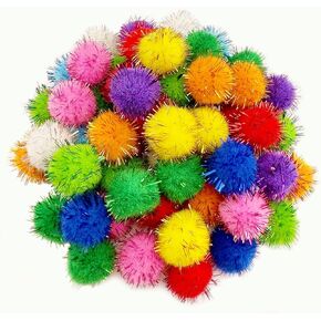 JKanruh 600pcs 1 Inch Glitter Poms Sparkle Balls,Multicolored Sparkle Pom Pom Balls for Craft …