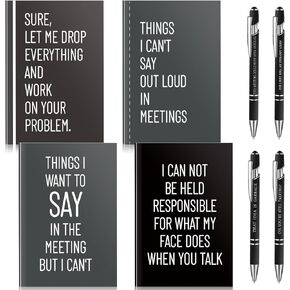 Funny Gifts Set Sarcastic Sayings Notebooks Funny Pens Notebooks Set Snarky Ballpoint Journal with Insulting Negative Quotes Funny Work Gift for Coworker Women Employee Office