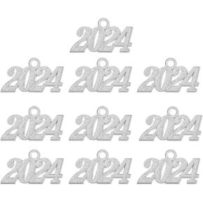 Charm for Graduation Tassel 2024, Graduation Tassel Charm 2024, Tassel for Graduation Cap 2024, Necklace Pendant Accessory DIY Making 10pcs Silvery