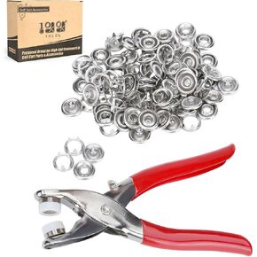 10L0L Metal Stainless Steel Snaps Buttons Kit, No-Sew Button Fasteners Studs with Snaps for Fabric, 3/8 Inch Fastener Pliers (Snaps Pliers and 100 Pieces of Snaps)