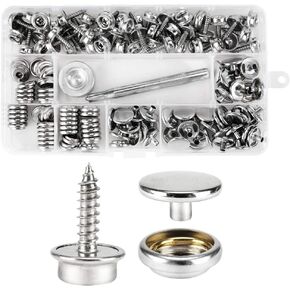 150 PCS Canvas Snap Kit with 2 Pcs Setting Tool, Marine Grade Stainless Steel 3/8" Socket Canvas Snap Button Fastener Kit and Upholstery Boat Cover Snap Button Fastener Tool for DIY Cover Furniture