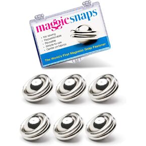 Maggie Snaps Combo Pack, Magnetic Snap Buttons with 4 Fashion Plates, Reusable Magnetic Balls for Fastening Fabrics, Patented Round Magnets, Alternative to Safety Pin, Pack of 2 - My Maggies