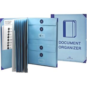 Document Organizer Folio, in Case i Go Missing Binder, if i Die Binder, Important Document Organizer, Important Document Folder with Labels Pockets, Birth Certificates Social Security Cards (Blue)