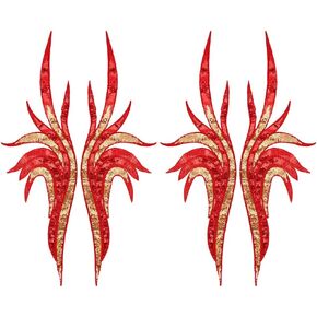 MAYJOYDIY 2 Pairs Red Sequin Flower Lace Fabric, 3D Floral Embroidery Appliques Embroidered Gown Patch Noble Sexy Collar Sew Patches for DIY Sewing Crafts Cheongsam Wedding Dress Clothing Decoration in Kuwait