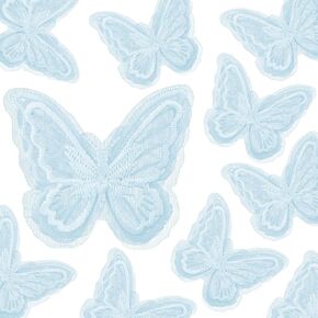 pson 20PCS White Butterfly Lace Trim, Double Layers Organza Butterfly Fabric Embroidery, Butterfly Sewing Craft Decorative for DIY, Hair, Dress, Hat