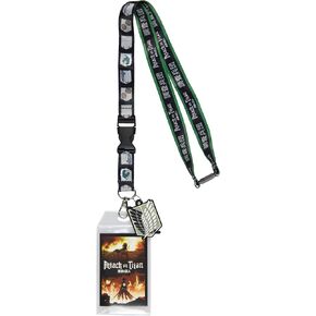Attack On Titan Reversible ID Lanyard Breakaway Badge Holder with 2" Survey Corps Rubber Charm