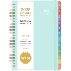2025 Planner - 2025 Planner Daily Weekly Monthly, Jan 2025 to Dec 2025, 6.4'' x 8.5'', Calendar 2025 Planner with Transparent PP Cover, Green Ink Pages, Colorful Monthly Tabs, Back Pocket in Kuwait