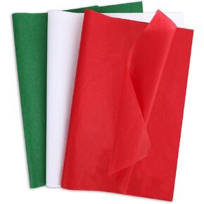 SANNIX 100 ورقة مناديل عيد الميلاد، أحمر أخضر أبيض تغليف مناديل ورقية لأكياس هدايا عيد الميلاد تغليف الحرف اليدوية عطلة عيد الميلاد ديكور حفلات 19.7 × 13.8 بوصة in Kuwait