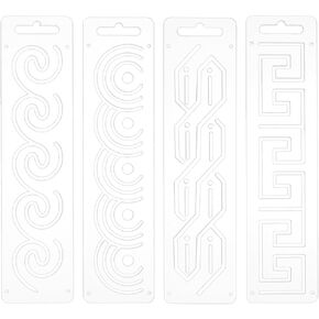 BENECREAT 4Pcs Acrylic Sashiko Stencil, 7.8x2inch Rectangle Traditional Pattern Acrylic Embroidery Tool Drawing Line Template for Hand Quilting and Embroidery, 3mm Thick
