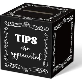 Tip Jar 6 x 6 x 6 Inches Plastic Tip Box Donation Tip Bucket Money Storage Container Collection Suggestion Box for Restaurants Bars Bartender Musicians Driver, Black