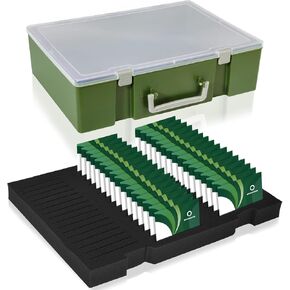Foam Name Badge Holder with case (Holds 48 Badges) Foam Name Badge Holder Tray ID Badge Tray Organizer Clear Name Tag Holders for Desk Office School