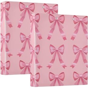 3 Ring Binder 1 Pack Coquette Bow Binder with 2 Pockets Design Three Ring Binder with 1.5 inch Round Ring for School or Office Supplies