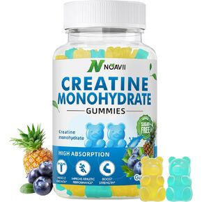 Creatine Monohydrate Gummies 5000mg for Men & Women, Chewables Creatine Monohydrate for Muscle Strength, Muscle Builder, Energy Boost, Pre-Workout Supplement(90 Count)-Blueberry