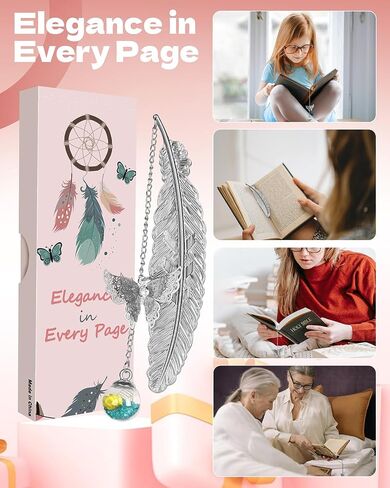 Bookmarks for Women Christmas Gifts - Stocking Stuffers for Women Girls Teachers Mothers Friends Book Lovers, Unique Cute Butterfly Metal Feather Flower Vintage Bookmark, Gift Ideas for Birthdays in Saudi Arabia