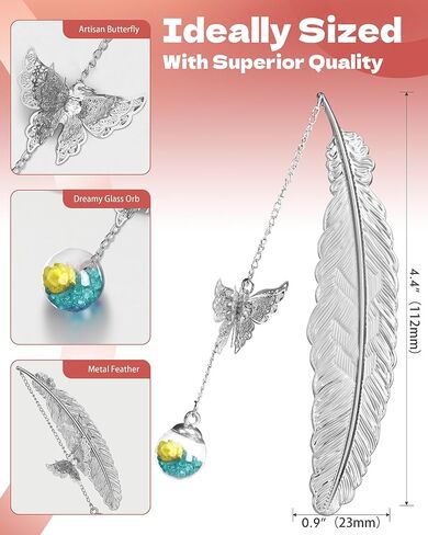 Bookmarks for Women Christmas Gifts - Stocking Stuffers for Women Girls Teachers Mothers Friends Book Lovers, Unique Cute Butterfly Metal Feather Flower Vintage Bookmark, Gift Ideas for Birthdays in Saudi Arabia