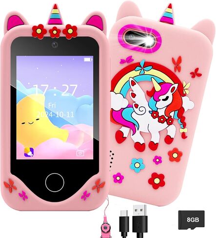 2.8" Kids Smart Phone for Girls - Age 3-10, Touchscreen HD Dual Camera Learning Toy with Dual Camera, Games, Music Player, and 8GB Card Ideal Christmas Birthday Gift in Kuwait