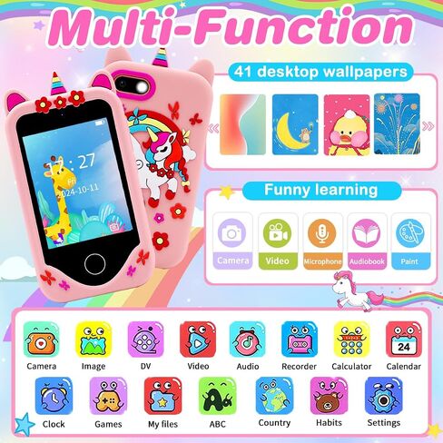 2.8" Kids Smart Phone for Girls - Age 3-10, Touchscreen HD Dual Camera Learning Toy with Dual Camera, Games, Music Player, and 8GB Card Ideal Christmas Birthday Gift in Kuwait