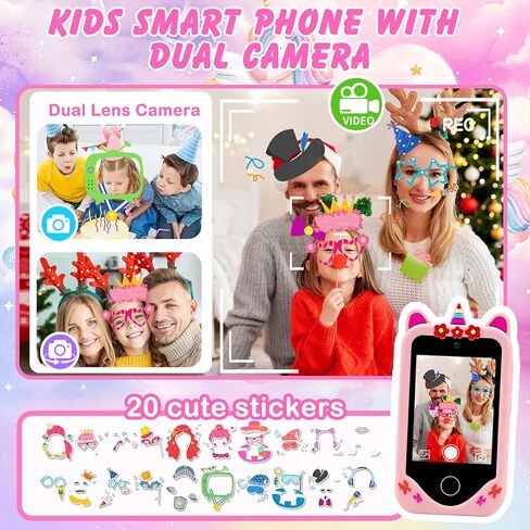 2.8" Kids Smart Phone for Girls - Age 3-10, Touchscreen HD Dual Camera Learning Toy with Dual Camera, Games, Music Player, and 8GB Card Ideal Christmas Birthday Gift in Kuwait