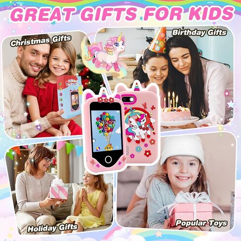 2.8" Kids Smart Phone for Girls - Age 3-10, Touchscreen HD Dual Camera Learning Toy with Dual Camera, Games, Music Player, and 8GB Card Ideal Christmas Birthday Gift in Kuwait