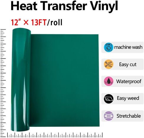 RENLITONG Glitter Red Heat Transfer Vinyl Rolls - 12" x 8ft Red HTV Vinyl for Shirts, Iron on Vinyl for Cameo - Easy to Cut & Weed for Heat Vinyl Design(Glitter Red) in Kuwait