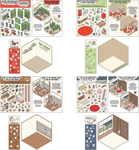 8 Sets DIY 3D House Stickers, DIY Stickers Scene, Miniature Scene Stickers Make Your Own Supermarket Coffee Shop Restaurant Bookstore for Adult Kids in Saudi Arabia
