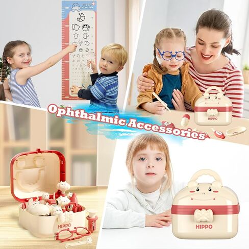 RedCrab Kids Medical Kit 60+pcs, Cute Hippo Dentist Role Players with Clothes, Toddler Preschool Pretend Doctor Playset with Carry Case, Medical Playset for 3-8 Boys and Girls (Blue) in Saudi Arabia